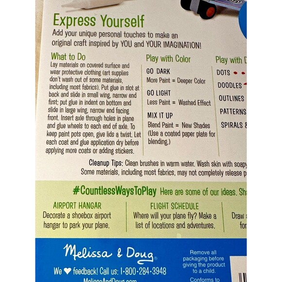 NEW Melissa & Doug Created by Me! Plane 9518 Wooden Craft Kit w Stickers & Paint - Picture 6 of 6